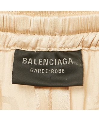 Women's Beige Logo Jacquard Satin Trousers