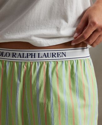 Women's Logo Elastic Mid Rise Striped Sleep Pants