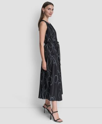 Women's Sleeveless Drop Waist Midi Dress