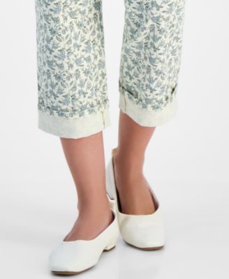 Women's Printed Mid-Rise Curvy Capri Jeans