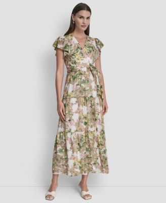 Women's V-Neck Tiered Long Dress