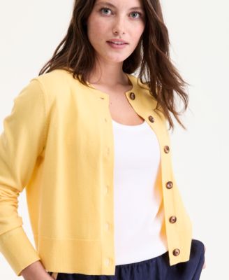 Women's Cropped Crewneck Cardigan