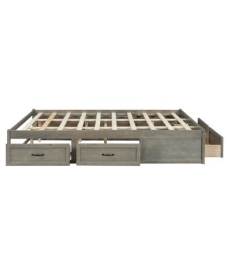 Queen Size Platform Bed with 6 Storage Drawers