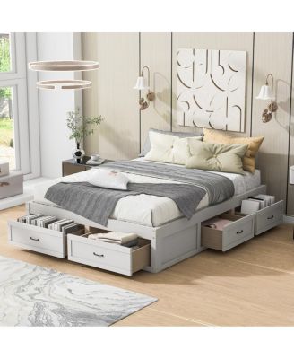 Queen Size Platform Bed with 6 Storage Drawers