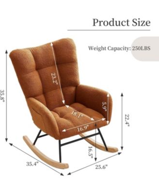 Comfy Rocking Chair for Nursery or Bedroom Upholstered Glider with Side Pocket, Ergonomic Backrest