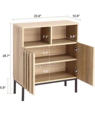 LinTimes Buffet Cabinet Sideboard with Storage, Modern Industrial Storage Cabinet Accent Table with Fluted Panel Door Metal Legs