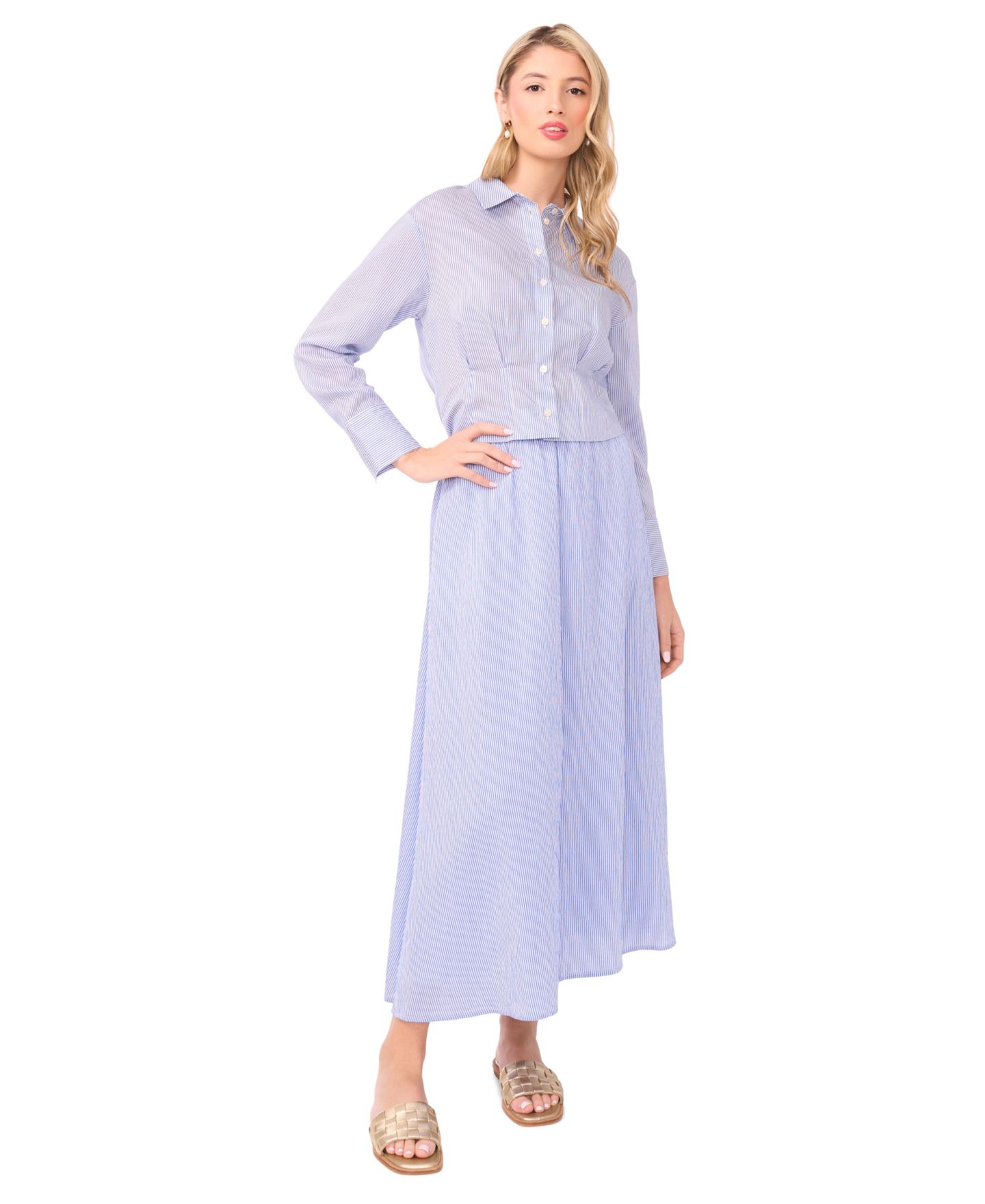 Женский топ Vince Camuto Collared Neck Long-Sleeve, цвет: Синий — фото 2