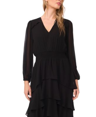 Women's V-Neck Smocked Waist Tiered Dress