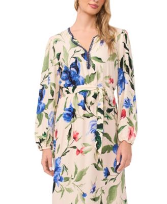 Women's V-Neck Long-Sleeve Maxi Dress