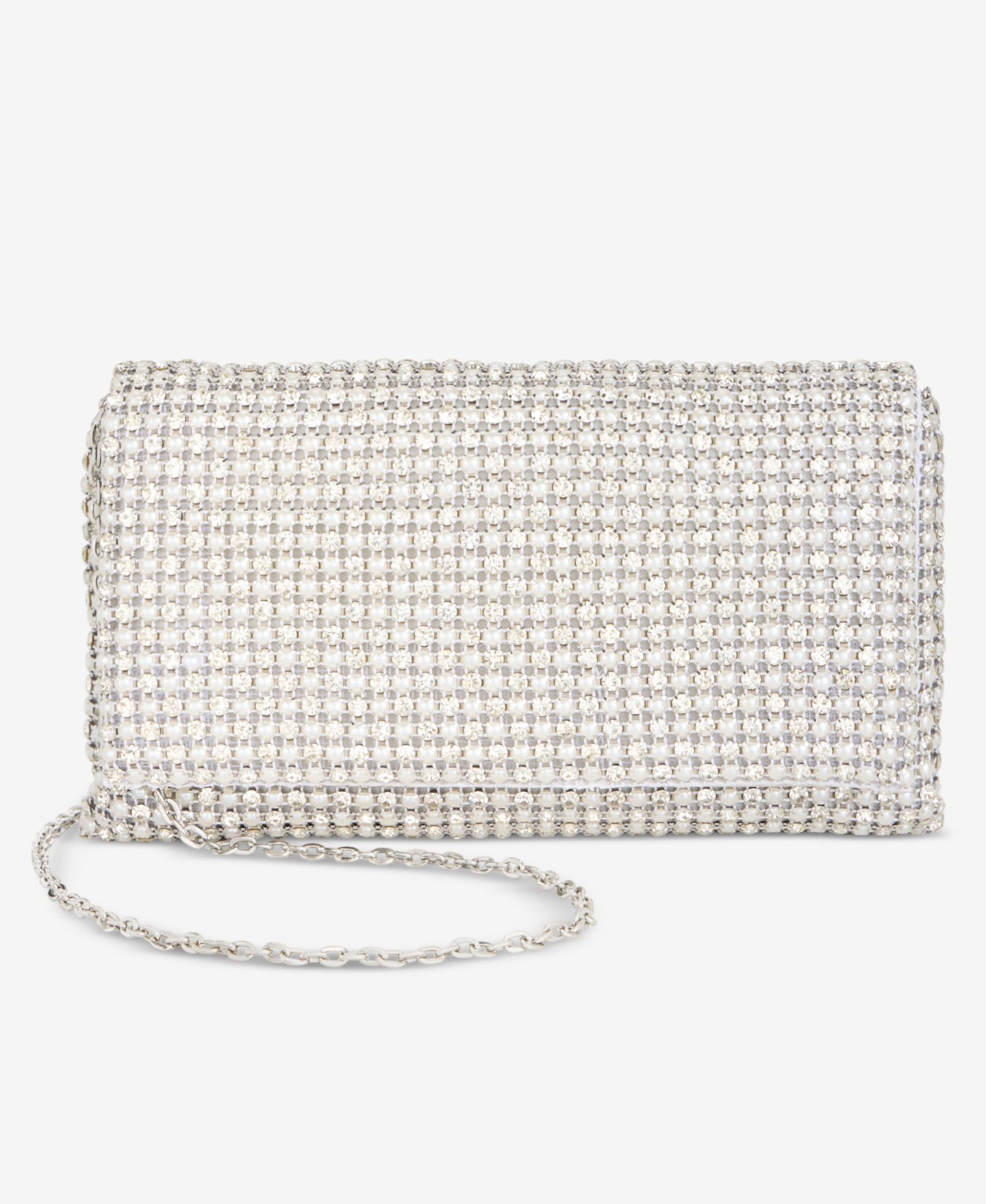 Женский клатч I.N.C. International Concepts Prudence Imitation Pearl Diamond Clutch, цвет: Серебряный — фото 1