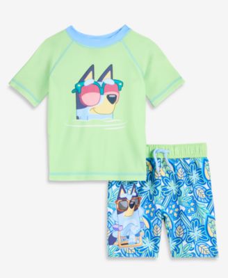 Toddler Boys' 2T-4T Short-Sleeve Rashguard & Mesh-Lined Swim Trunks, 2-Piece Set