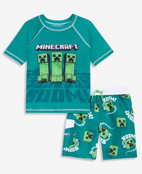 Купальники Minecraft Boys' 4-7 Rashguard & Swim Trunks, 2-Piece Set
