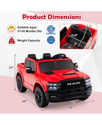 Two Seater Ride On Truck for Kids with Remote Control Storage Bed and Safety Belts