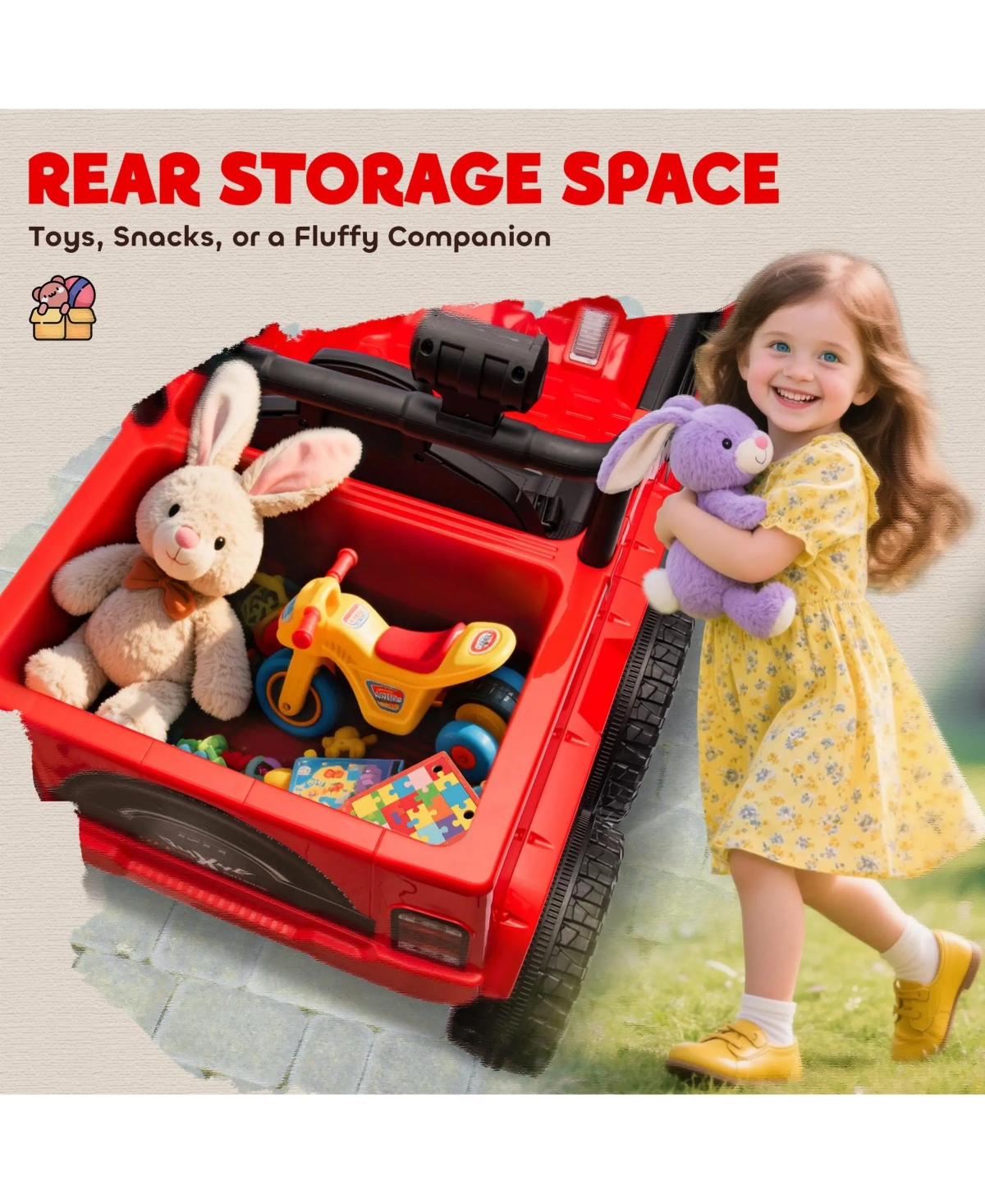 Hongge Kids 12V Electric Ride On Car with Switchable Drive Modes Parent Remote for Ages 3 to 8