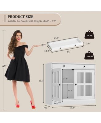 35.4 in Sideboard Buffet Cabinets with Glass Door, Buffet Cabinet with Storage, Black Sideboard Cabinet with Drawer.