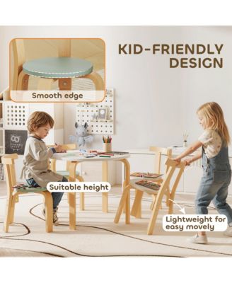 5 Piece Kids Table and Chair Set for Ages Three to Eight Solid Wood Play Furniture