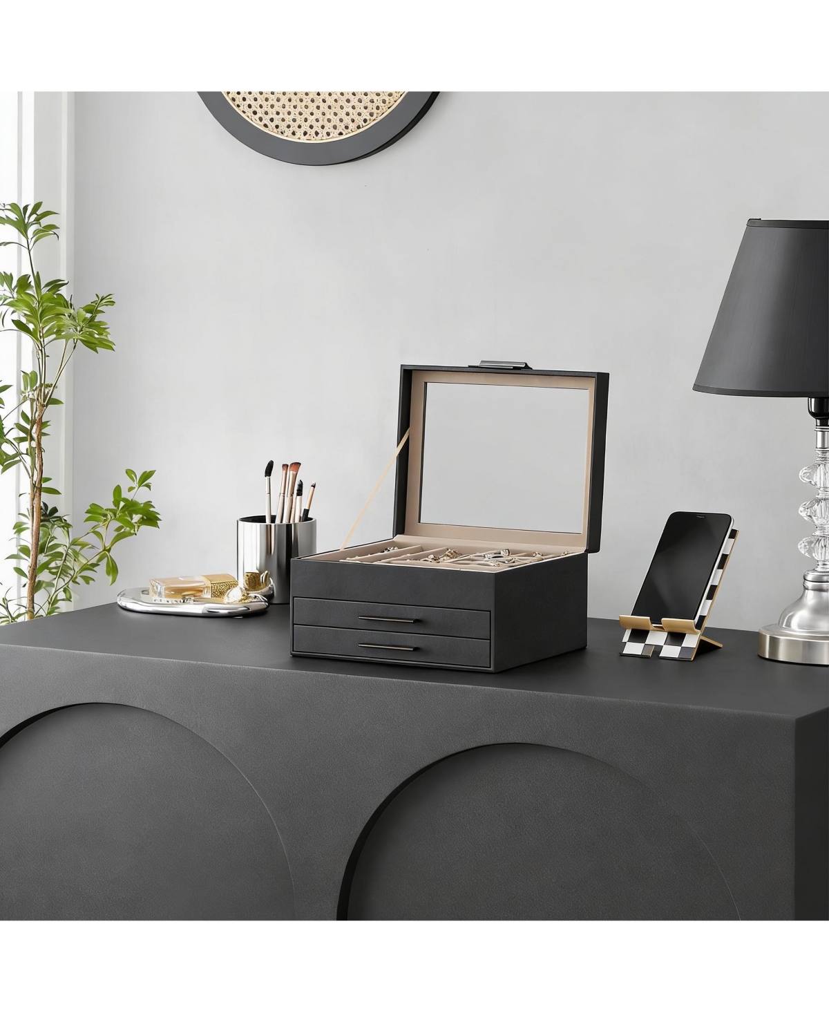 Yigii 3-Layer Jewelry Box with Glass