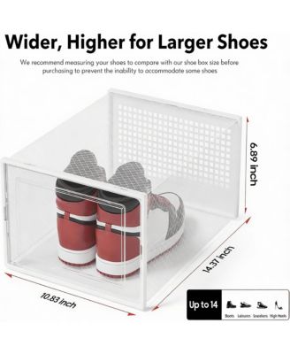XX-Large Clear Stackable Shoe Storage Bins, Multi-Purpose, Durable ABS