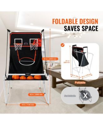 Foldable Basketball Arcade Game 2-Player Indoor Dual Shot with Scoreboard 4 Balls