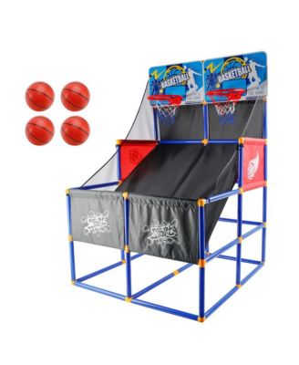 Double Hoop Basketball Arcade Game for Kids, Indoor/Outdoor Sports Toy with 4 Balls & Pump