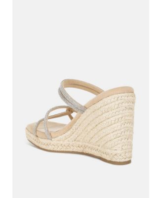 Womens Enocha Rhinestones Embellished Espadrilles Sandals