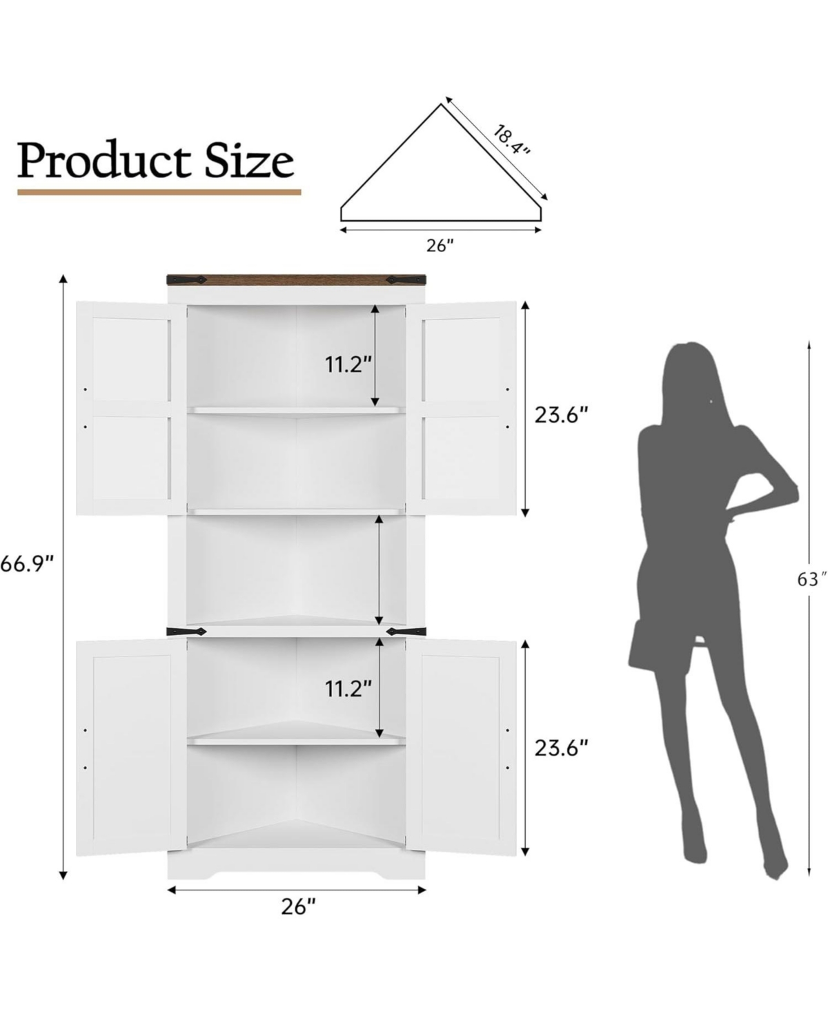 gaomon Tall Corner Cabinet, Farmhouse Storage Kitchen