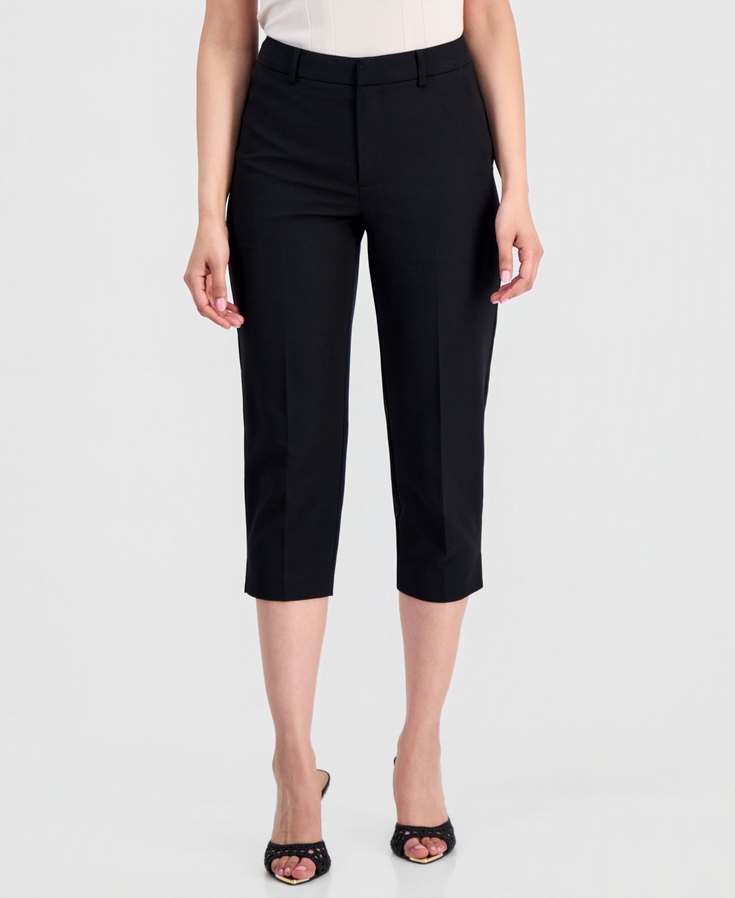Женские брюки I.N.C. International Concepts Petite Capri Slim Trousers, цвет: Глубокий чёрный — фото 3