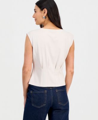 Petite Sleeveless Seamed Ponte Top