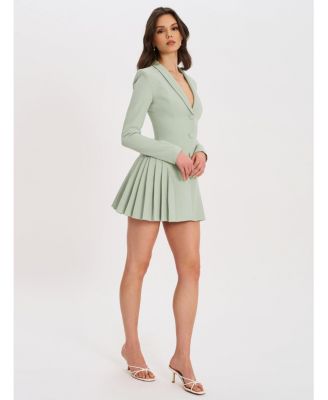 Women's Delia Pistachio Green Blazer Dress with Pleated Detail