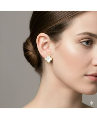 Sterling Silver, Mother of Pearl Clover Studs