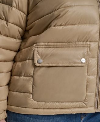 Plus Size Moto Collar Short Packable Coat