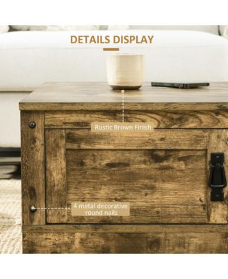 Vintage Rustic Table with Storage for Living Room,