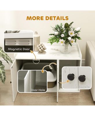 Cat Litter Box Enclosure, Litter Box Furniture w/ Scratching Mat