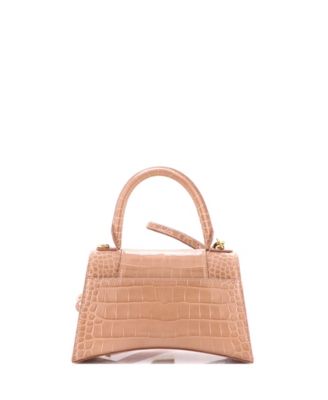 Small Hourglass Top Handle Bag Embossed Leather