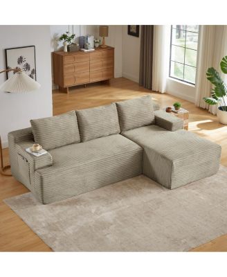 L-Shaped Cloud Sectional Sofa, Camel