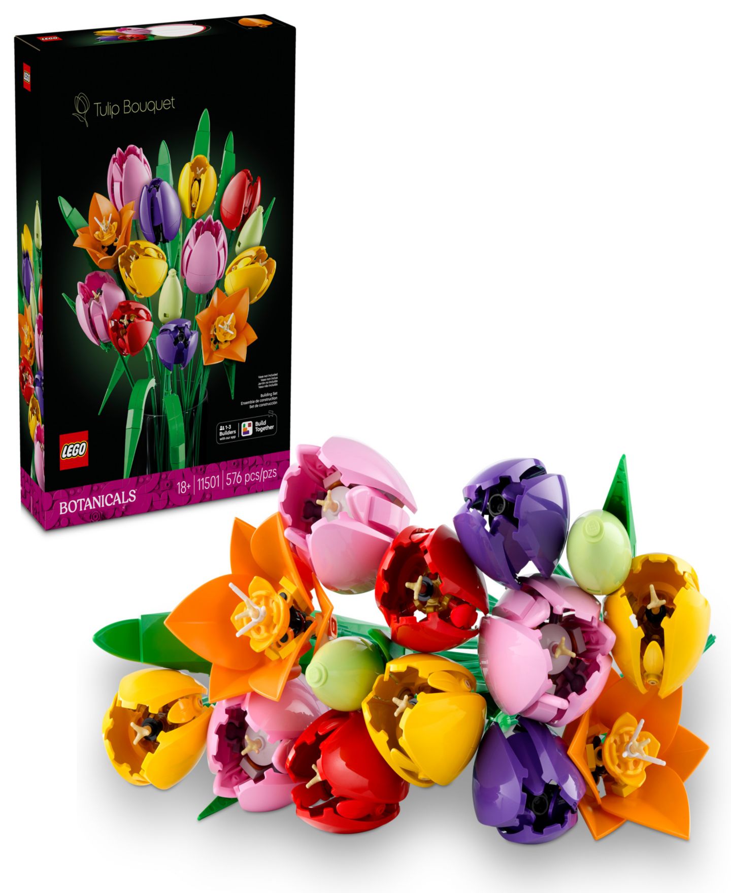 Детский конструктор LEGO® Botanicals Tulip Bouquet Flower Décor Building Kit 11501, 576 Pieces — фото 1