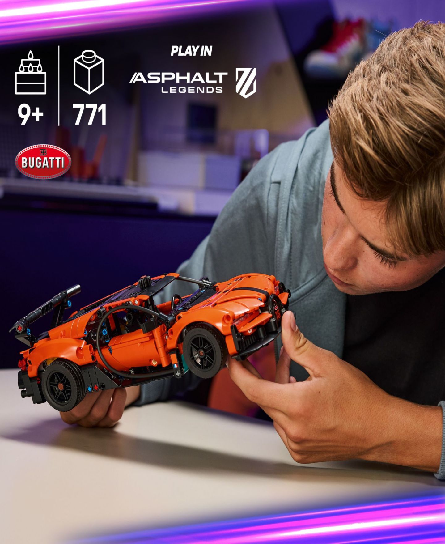 Детские конструкторы LEGO® Technic Bugatti Chiron Pur Sport Hypercar Building Toy 42222, 771 Pieces — фото 2