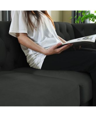 Streamdale Velvet Sofa with Tufted Square Arms and Metal Legs 2 Seater