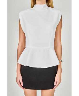 Women's Mock Neck Sleeveless Peplum Top