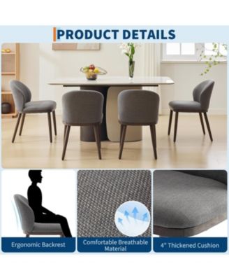 Dining Chair Set of 6,Modern Upholstered Kitchen Chairs with Ergonomic Back Support