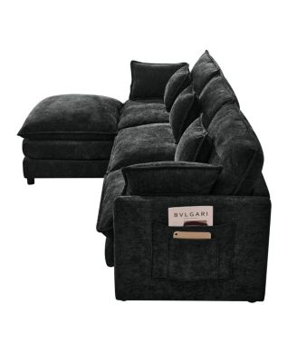 101.9" 3-Seater Cashmere Sofa w/ Movable Ottoman, Modular Design