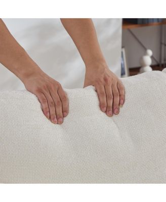 Modular sofa bed with cushions, upholstered in soft chenille fabric. Ivory-L