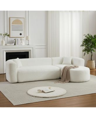 Luxury Modern Curved Sectional Sofa, Chenille Fabric, Right Chaise