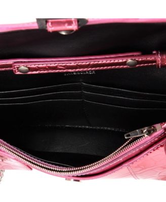 Hourglass Chain Wallet Embossed Leather