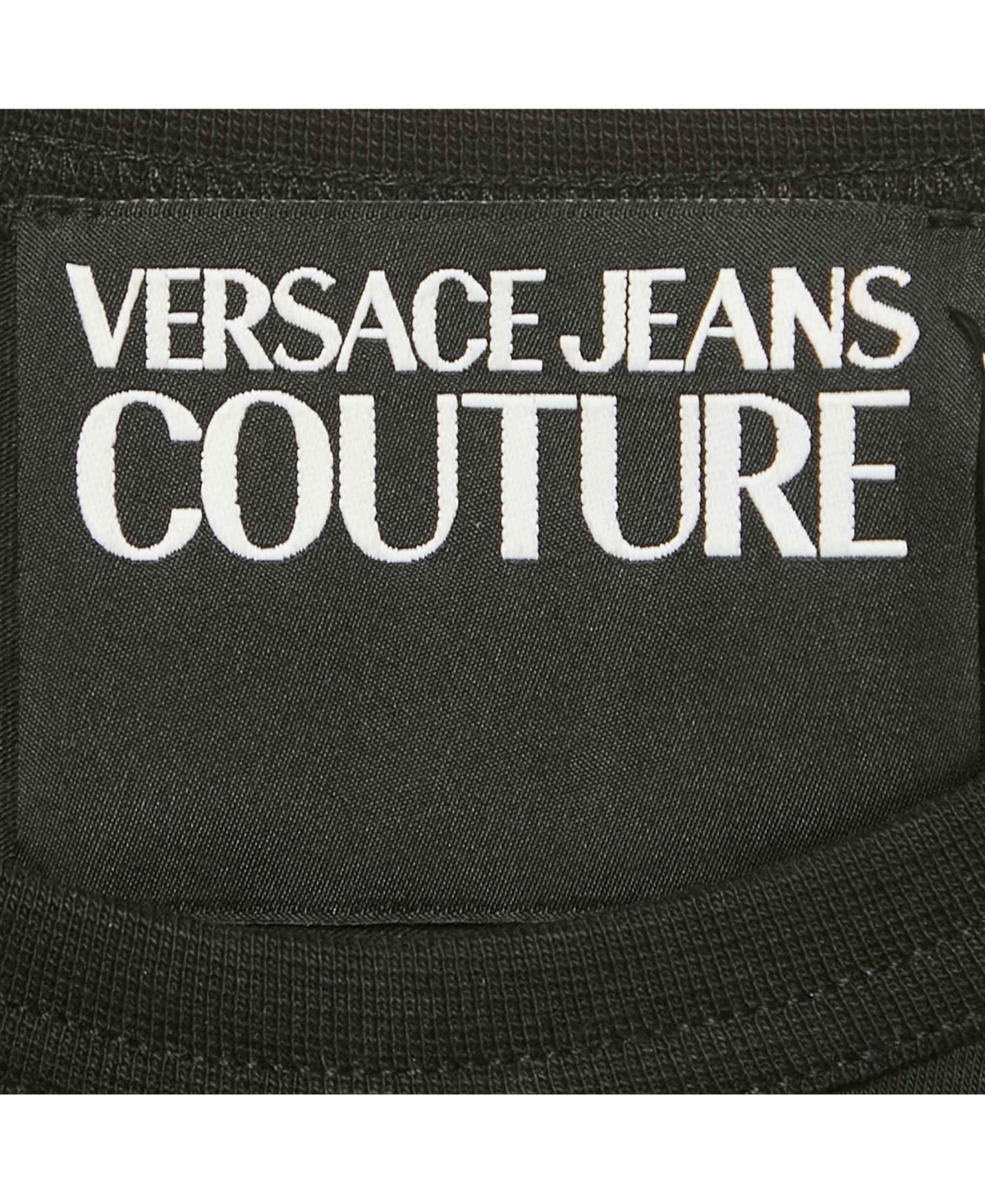 Pre-Owned Versace Women's Jeans Couture Black Logo Studded Cotton Knit Crop T-Shirt