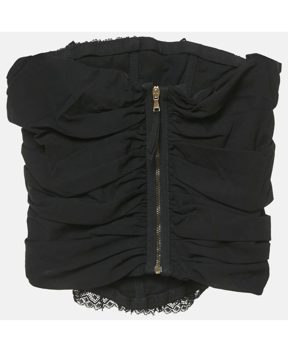 Pre-Owned Dolce & Gabbana Women's Black Cotton Lace Ruffle Tube Top