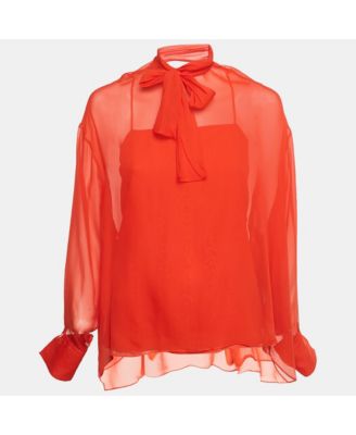 Women's Silk Neck Tie Detail Top