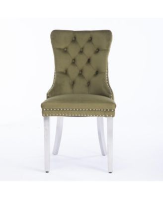 Modern Velvet Dining Chairs with Chrome Legs, Set of 2