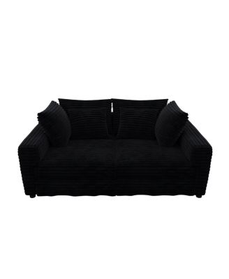 Plush Corduroy 4-Seat Sofa, Modern Comfy Cloud Couch with Soft Pillows