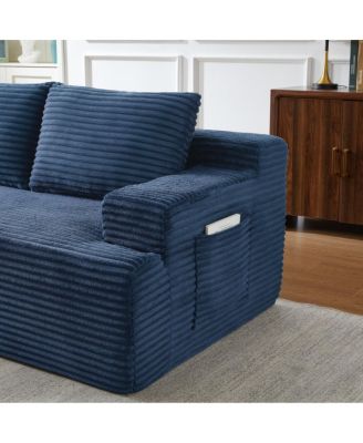 L-Shaped Cloud Sectional Sofa, Deep Seat, Modular Sleeper, Blue